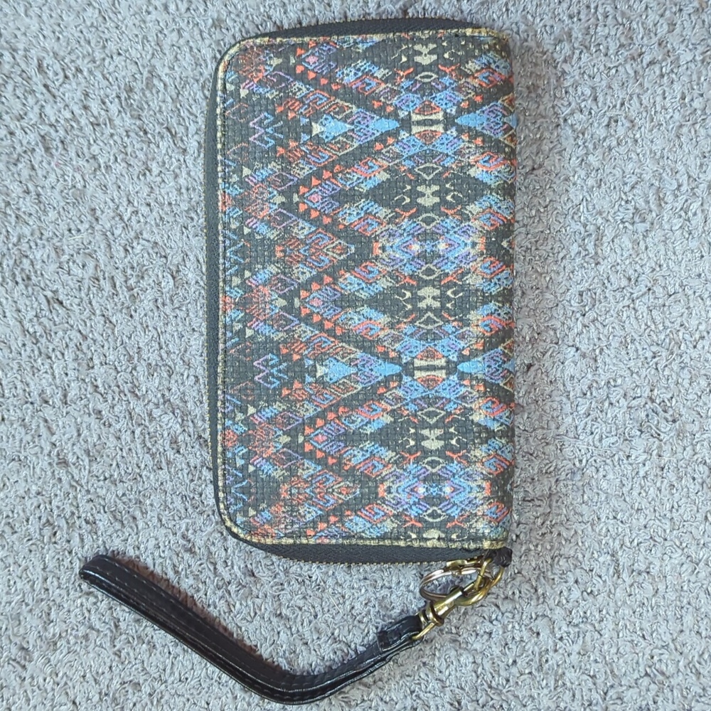 Aztec Abstract Zip-Around Wallet Clutch